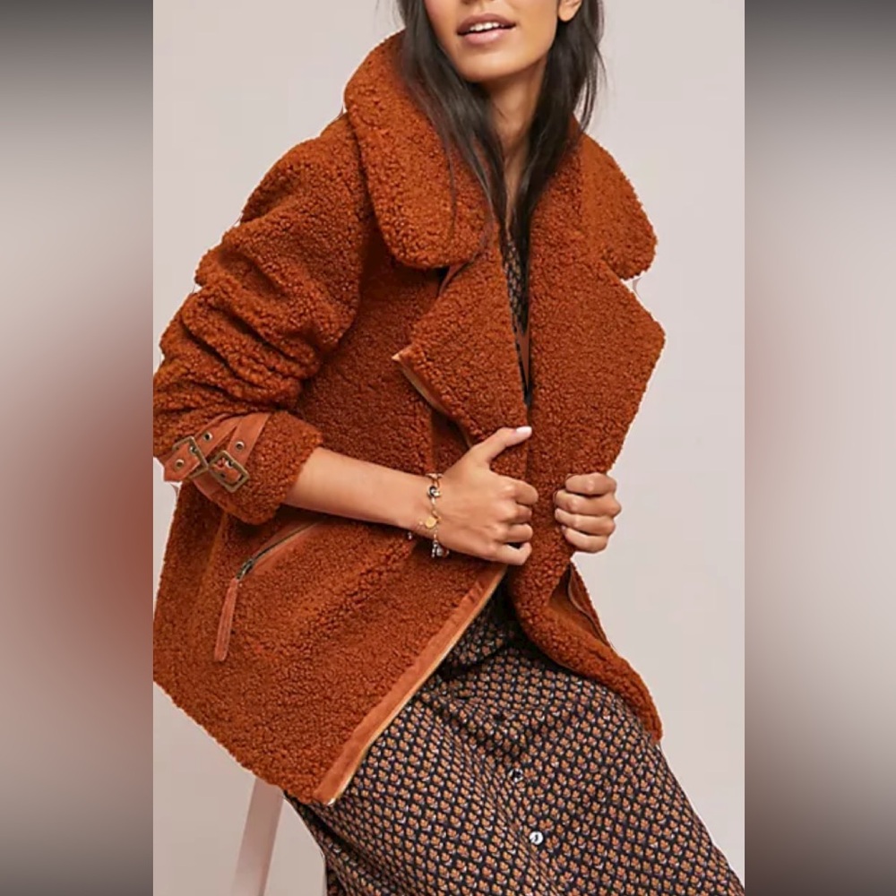 Marrakech xAnthro Sherpa Teddy Rust Jacket in Size Small